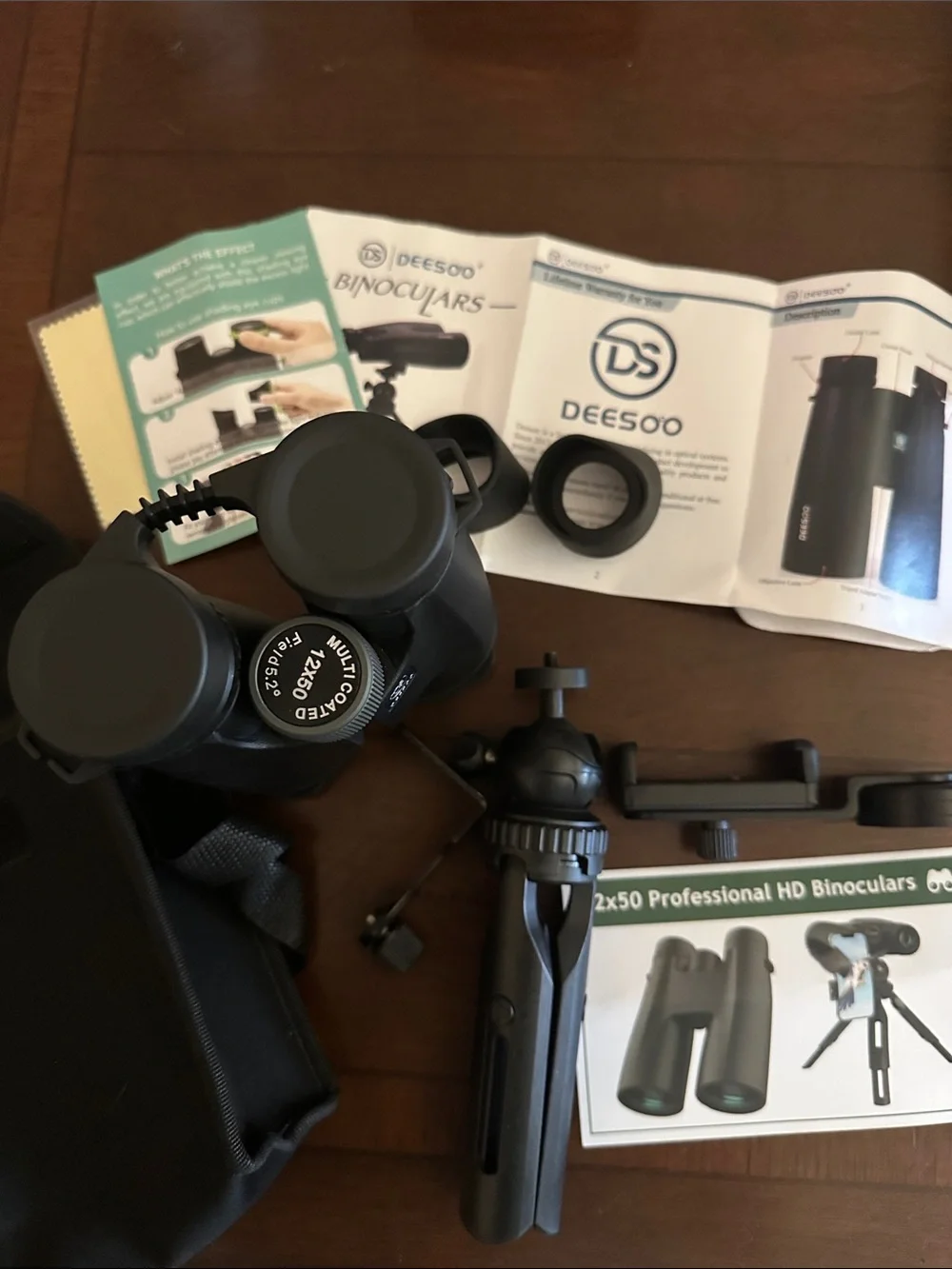Deesoo 12x50 Black Binoculars for Adults - High-Contrast Optics